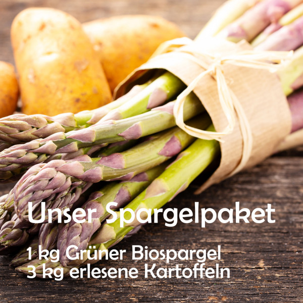 Das Basis-Bio-Spargelpaket, Grüner-Bio-Spargel (1kg) + 3 kg Bio-Kartoffeln