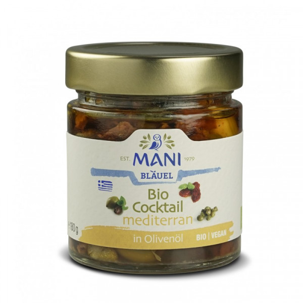 MANI Bio Cocktail mediterran in Olivenöl, bio, 180g Glas