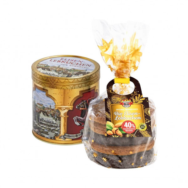 5 Original Nürnberger Bio Elisen-Lebkuchen g.g.A. in Ritter Eppelein Dose - schokoliert & natur
